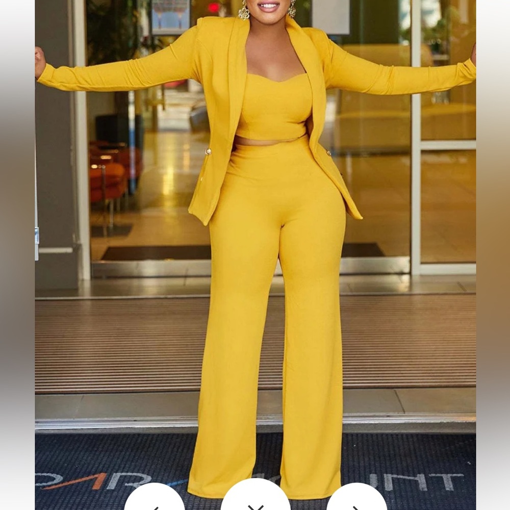 Mustard 2 piece blazer and pant set